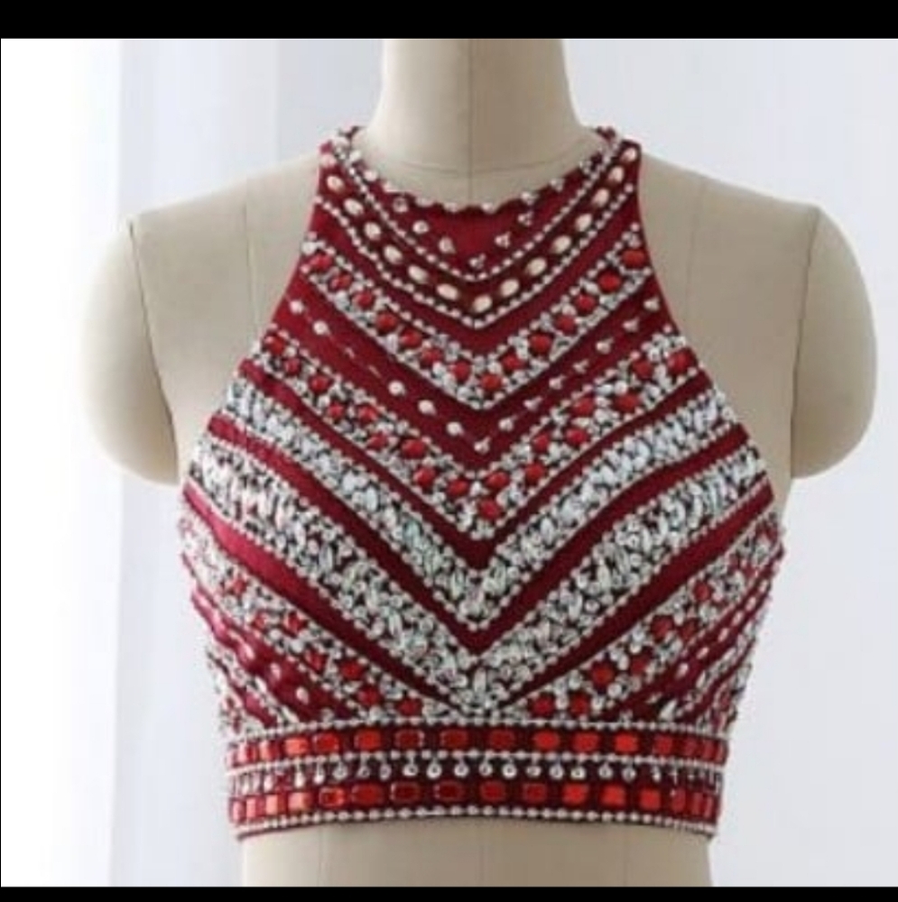 Beaded Rhinestone Halter Top